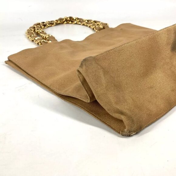 CHANEL With vintage pouch CC Tote Bag Chain Bag Shoulder Bag Canvas Beige/Black - Picture 5 of 15